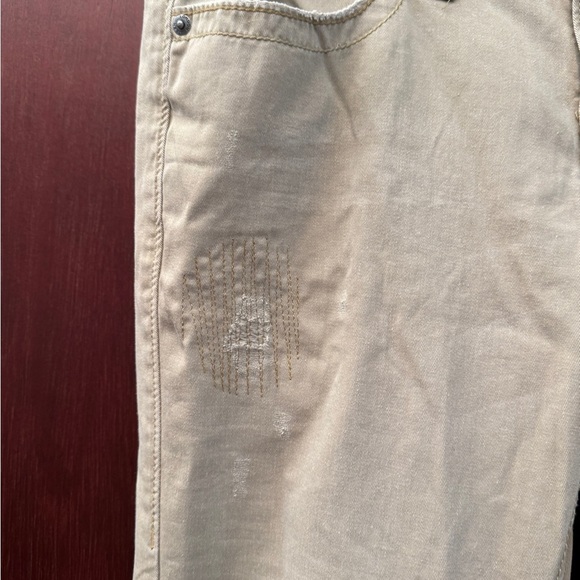 Victoria Secret London Tan Jean Size 10 Long 100% Cotton Distressed - Picture 12 of 16